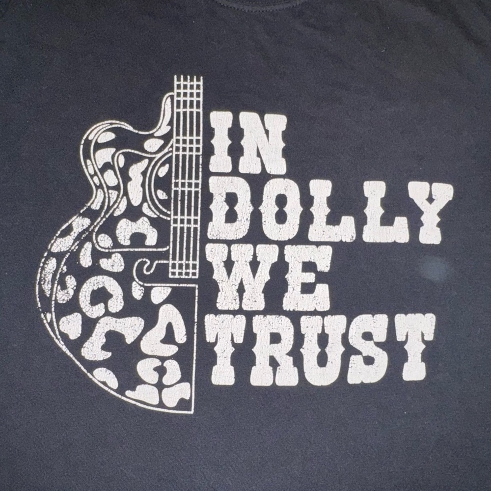 In Dolly We Trust Graphic Tee, Black, Western Country Shirt Size Small, Unisex - Picture 2 of 4